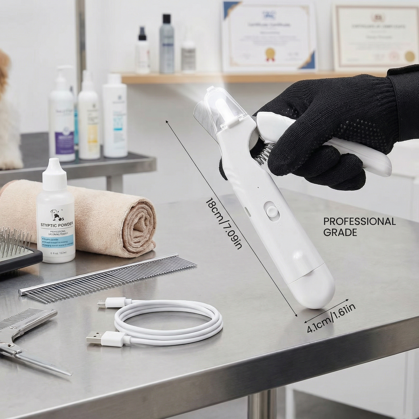 2-in-1 Professional Dog Nail Clipper & Grinder – Ultra-Quiet & Rechargeable