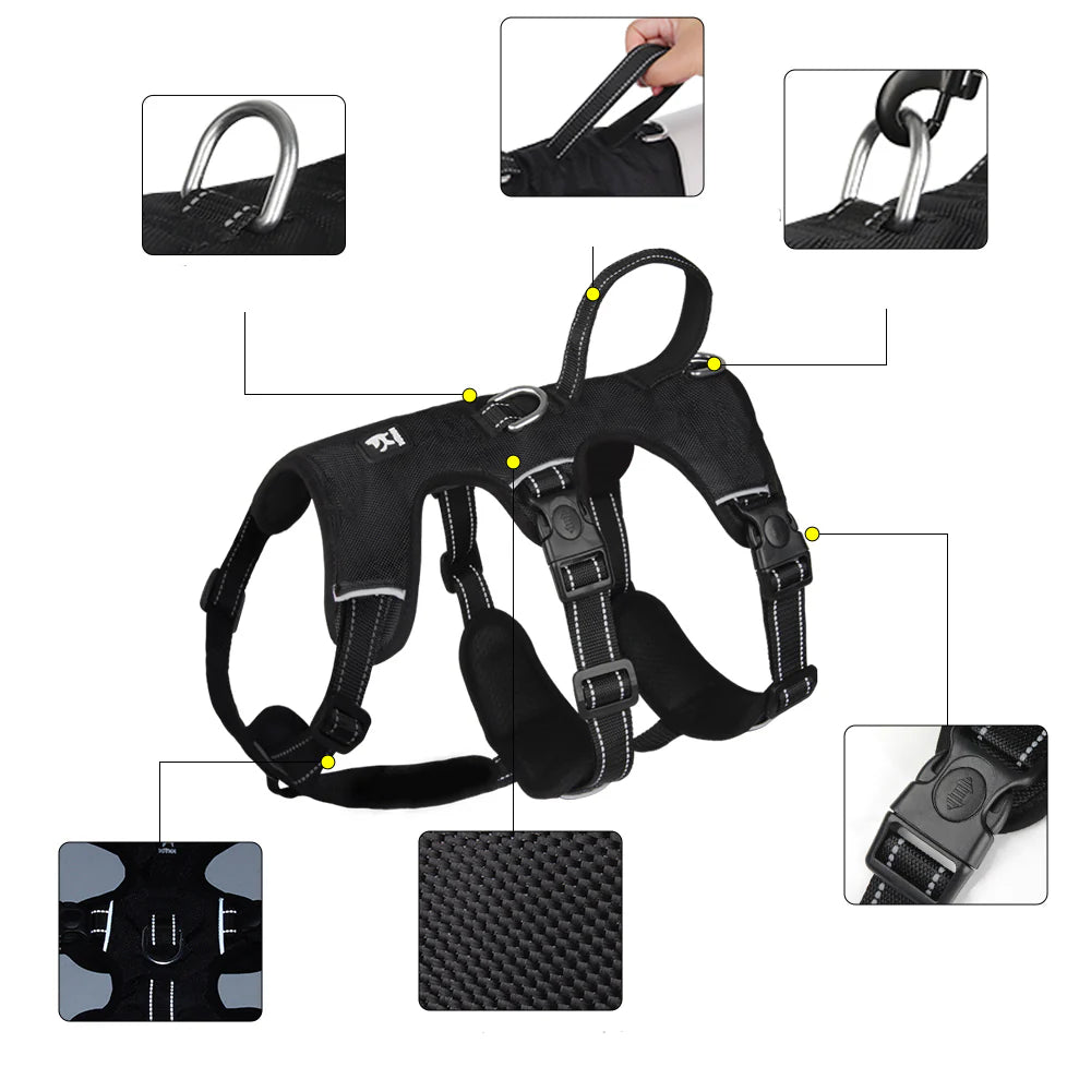 Reflective Anti-Pull Dog Harness – GripGuard Comfort