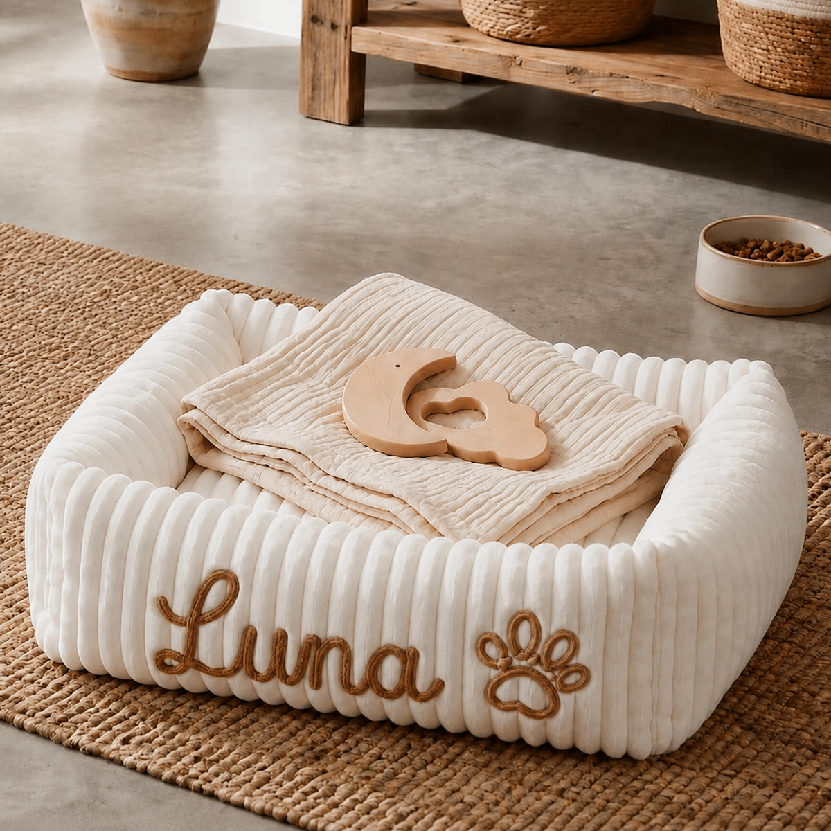 Personalized Fluffy Cloud Cat Bed with Soft Bolsters