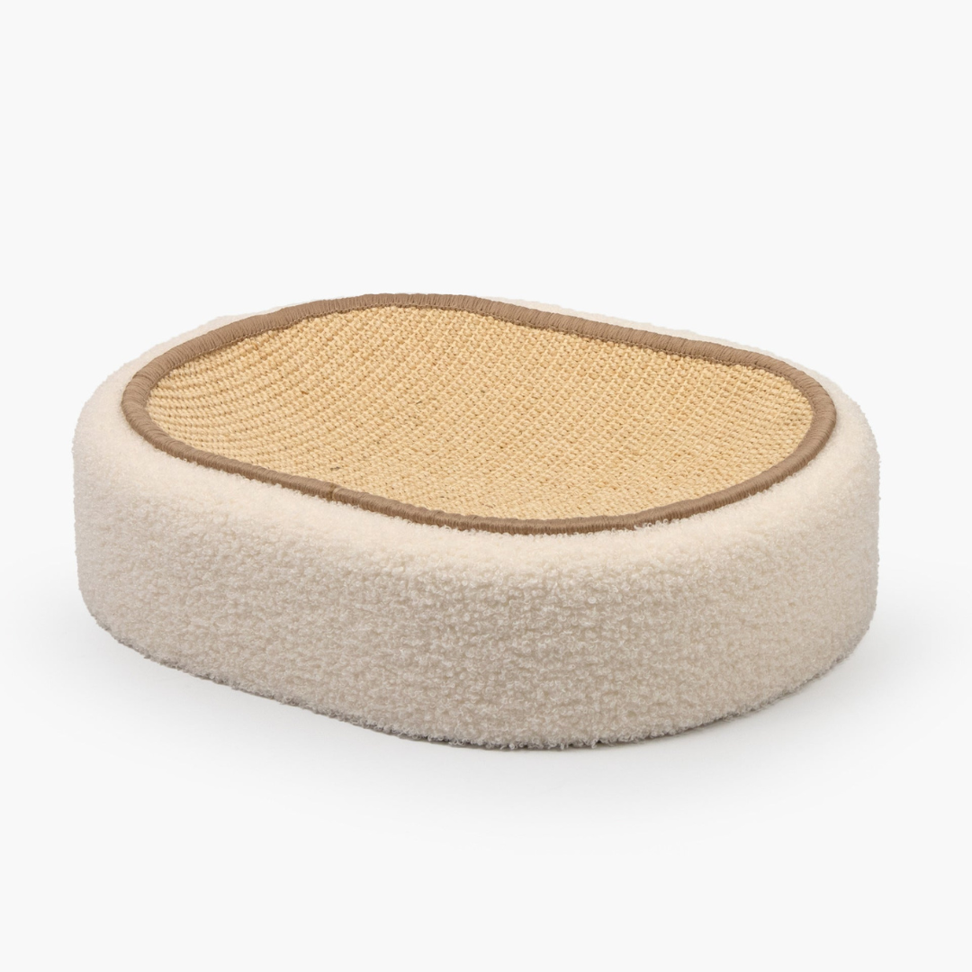 GreenPetopia Large Cat Scratching Bed With Mat - Beige, Lounge & Scratch Combo For Cats