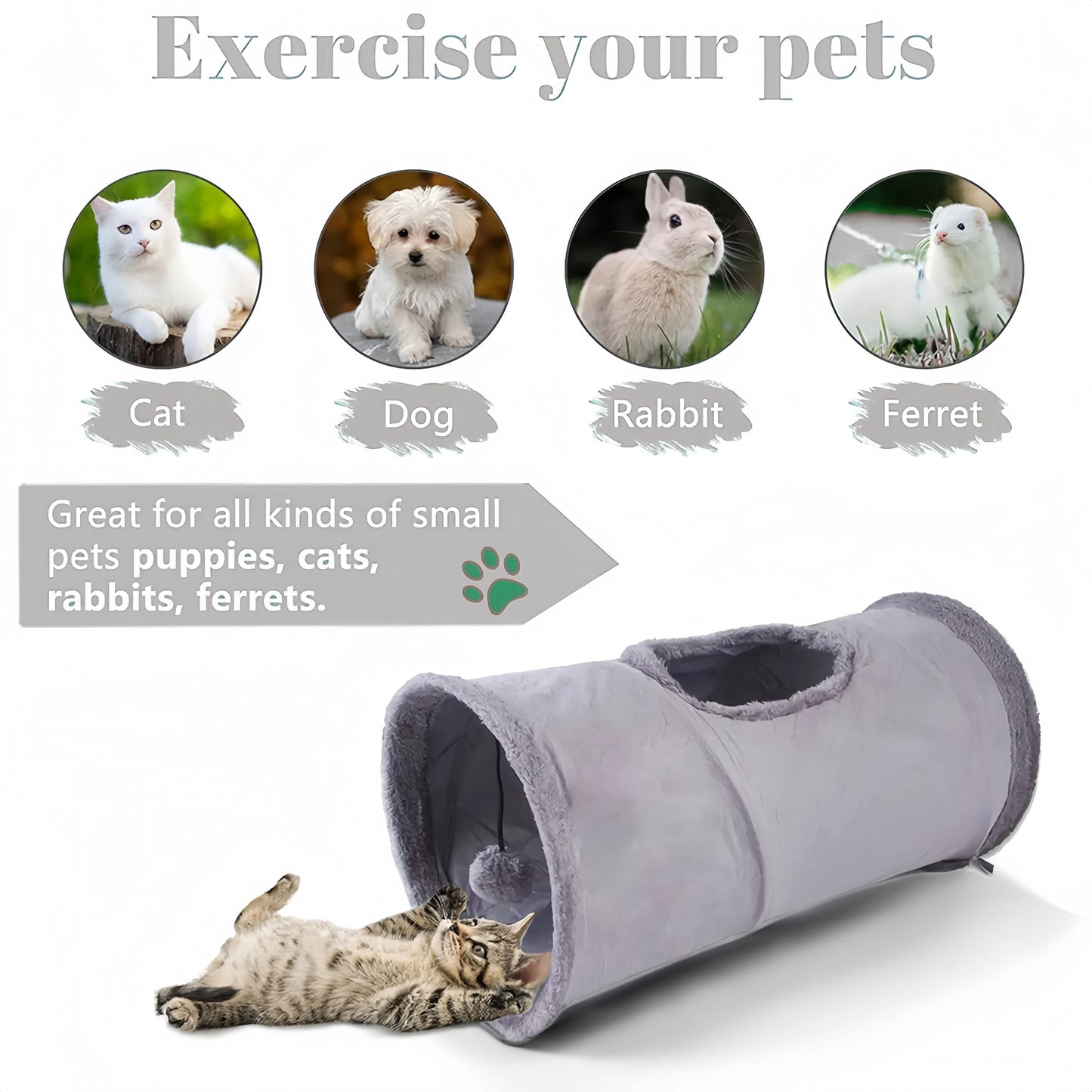 Collapsible Winter Suede Cat Tunnel