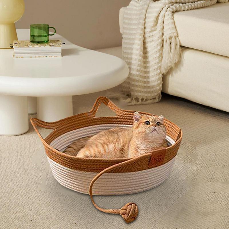 Hand-woven Cotton Rope Cat Bed