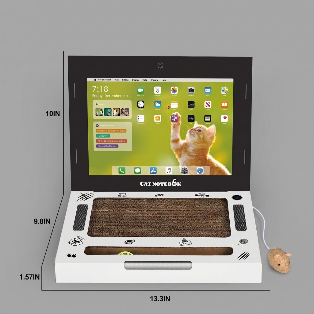 Cardboard Laptop Cat Scratcher & Interactive Toy