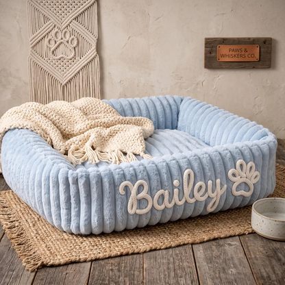Personalized Fluffy Cloud Cat Bed with Soft Bolsters
