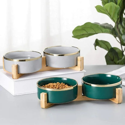 Premium Wood Ceramic Feeding Bowl