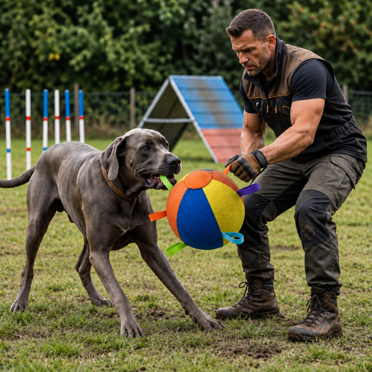 Interactive Colorful Herding Ball with Handles for Dogs – Durable Outdoor Training Toy