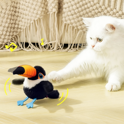 Fluttering and chirping bird cat toy