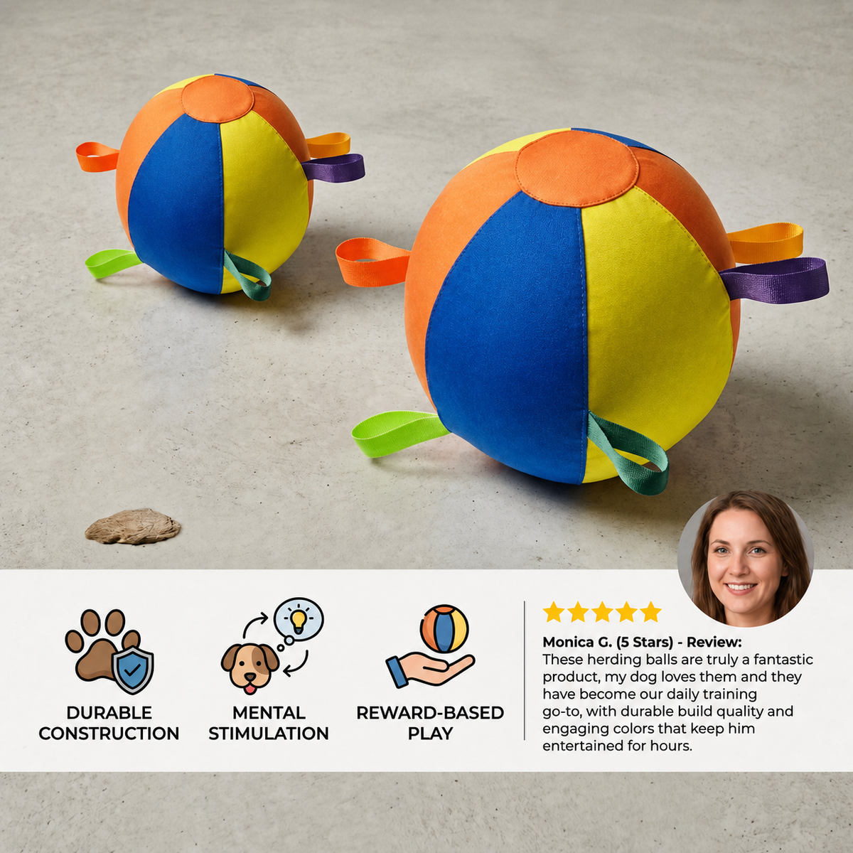 Interactive Colorful Herding Ball with Handles for Dogs – Durable Outdoor Training Toy