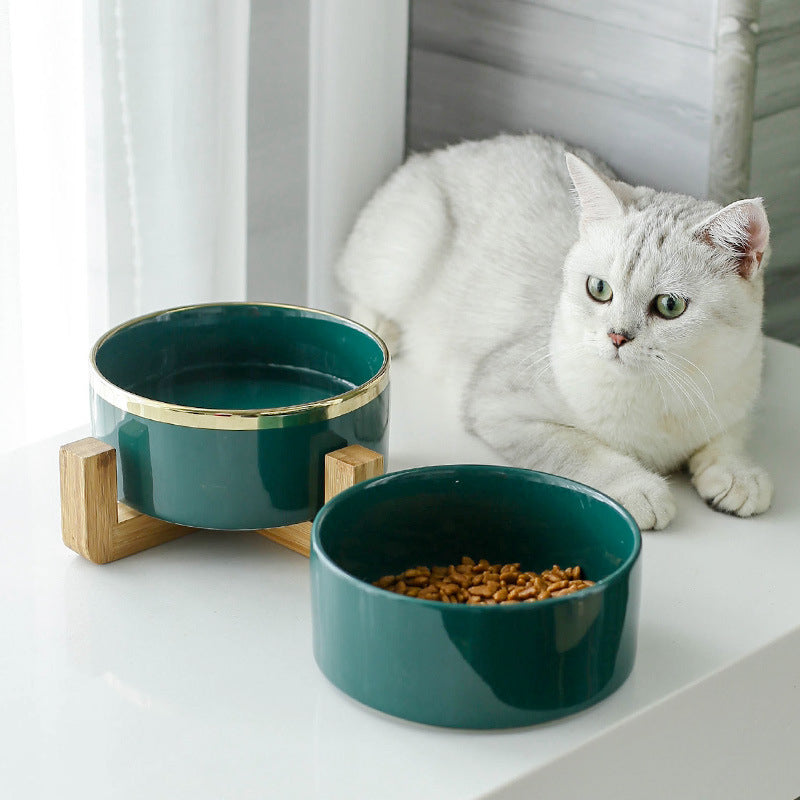 Premium Wood Ceramic Feeding Bowl