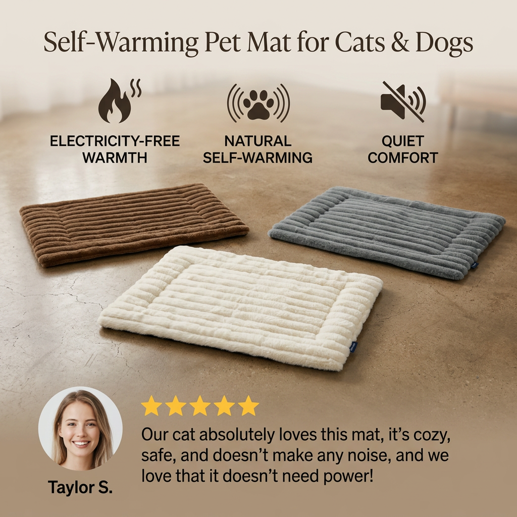 Self-Warming Pet Mat for Cats & Dogs – Quiet, Non-Slip & Electricity-Free