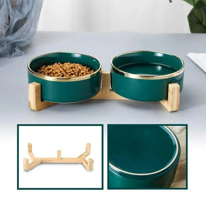 Premium Wood Ceramic Feeding Bowl