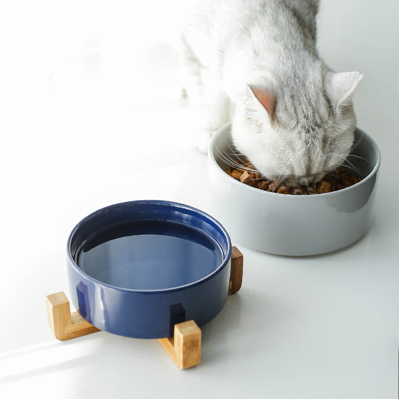 Premium Wood Ceramic Feeding Bowl