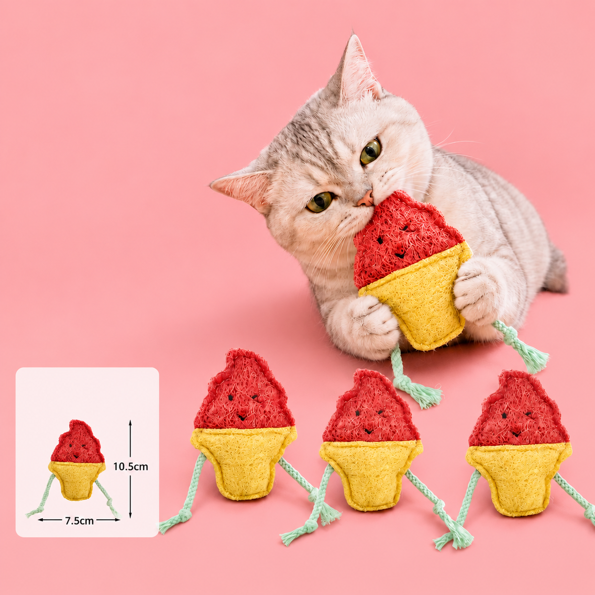 Teeth-Cleaning Catnip Chew Toys – Natural Loofah Dental Care & Play Set