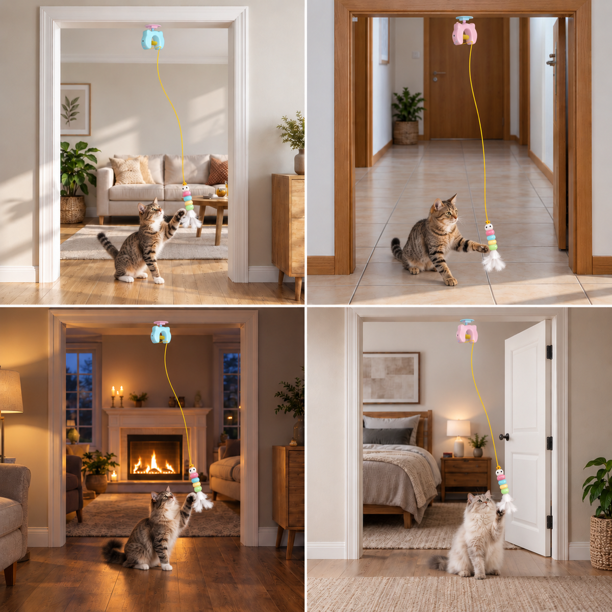 Rechargeable Hanging Door Cat Toy with Interactive Flying Feather