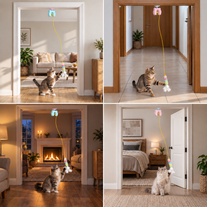 Rechargeable Hanging Door Cat Toy with Interactive Flying Feather