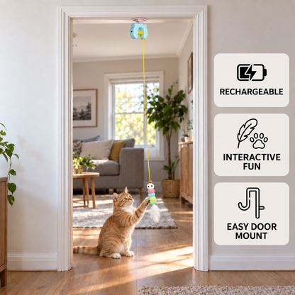 Rechargeable Hanging Door Cat Toy with Interactive Flying Feather