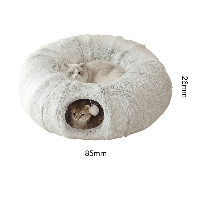 Plush Tunnel Play Bed for Cats