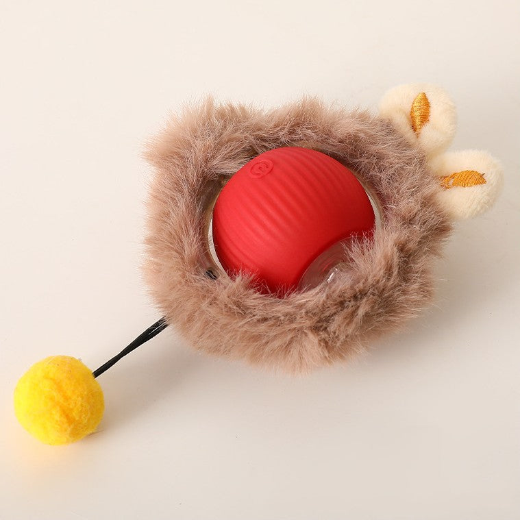 Active Rolling Ball with Fur for Cats