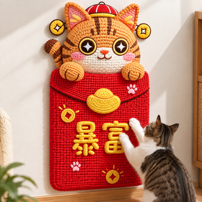 2in1 Woven Self-Adhesive Cat Scratching Mat & Furniture Protector with Interactive Toy