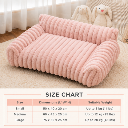 Fluffy Cloud Pet Sofa Bed with Soft Bolsters & Washable Cover