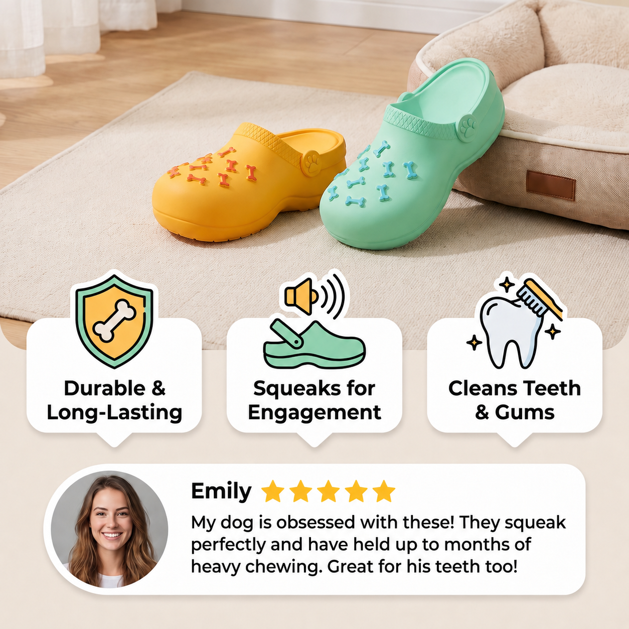 Interactive Squeaky Slipper Dog Chew Toy