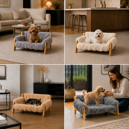 Luxury Elevated Solid Wood Dog Couch Bed