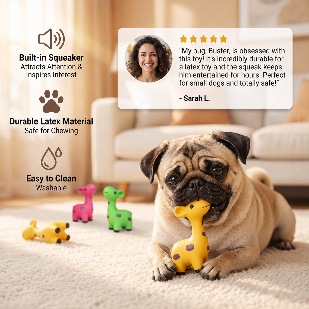 Squeaky Latex Deer Chew Dog Toy