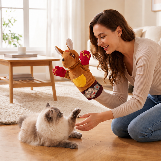 Interactive Kangaroo Boxing Hand Puppet Cat Toy