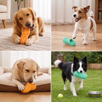 Interactive Squeaky Slipper Dog Chew Toy