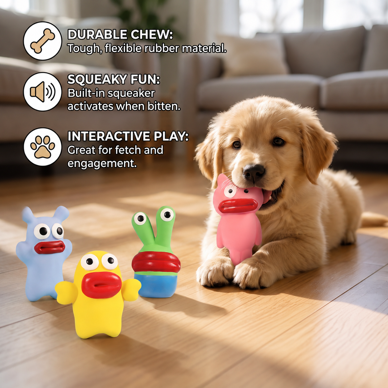 Interactive Chew & Squeak Puppy Toy