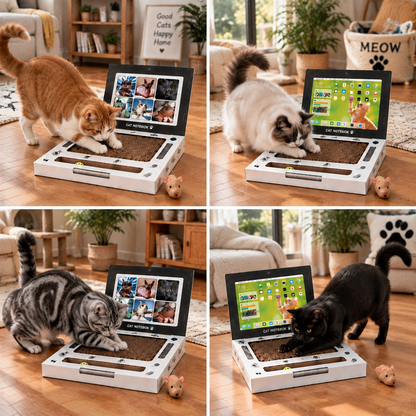 Cardboard Laptop Cat Scratcher & Interactive Toy