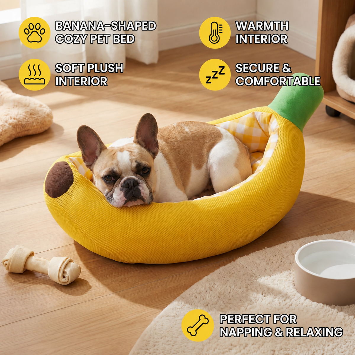 Banana-Shaped Cozy Pet Bed for Dogs