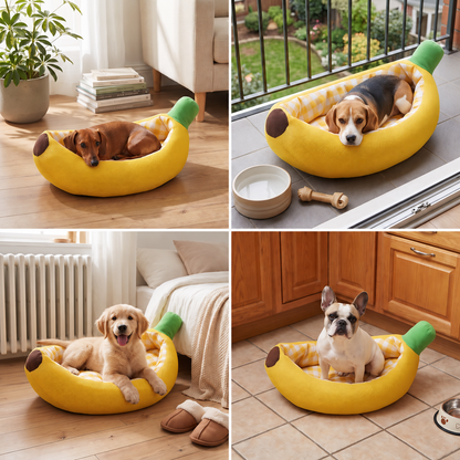 Banana-Shaped Cozy Pet Bed for Dogs