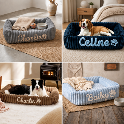 Personalized Fluffy Cloud Dog Bed with Soft Bolsters
