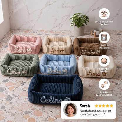 Personalized Fluffy Cloud Cat Bed with Soft Bolsters