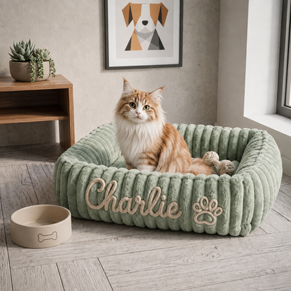 Personalized Fluffy Cloud Cat Bed with Soft Bolsters