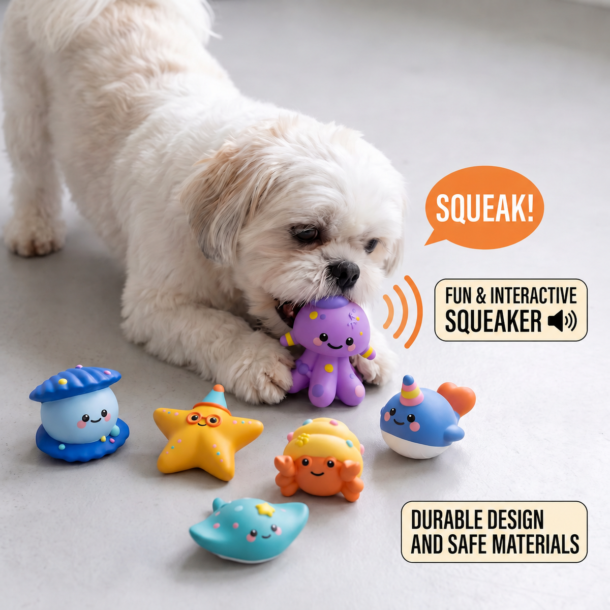 Cute Squeaky Ocean Animal Dog Toy