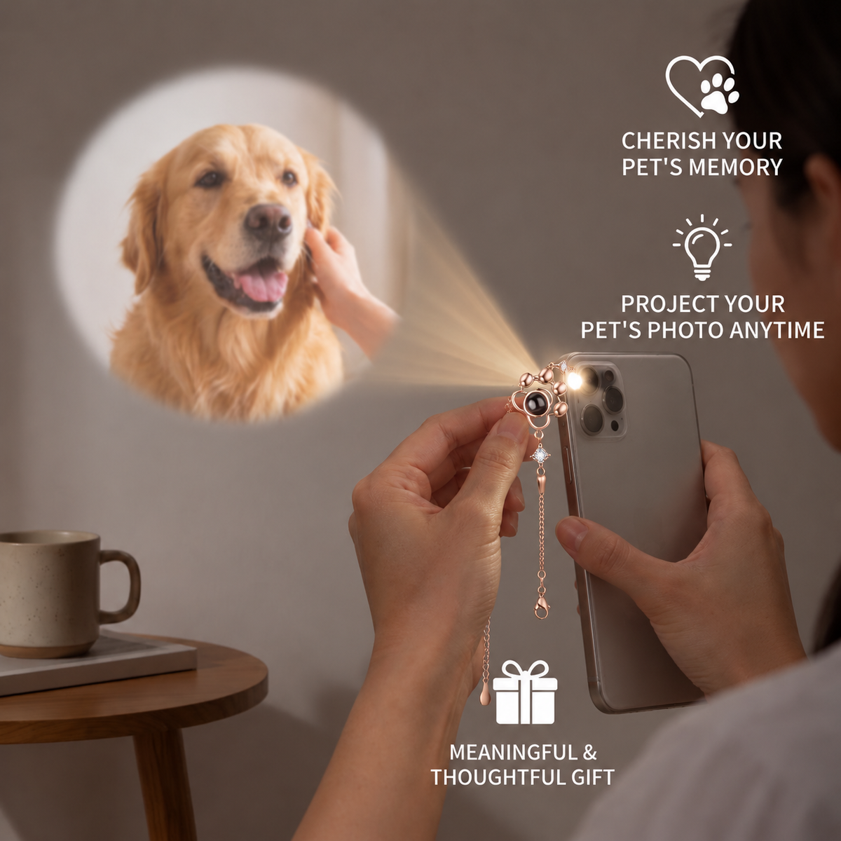 Personalized Paw Photo Projection Keepsake Bracelet
