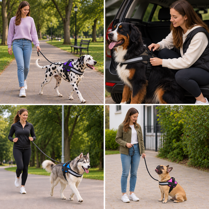 Reflective Adjustable Dog Harness with 3 Leash Clips – Padded for Walking & Training