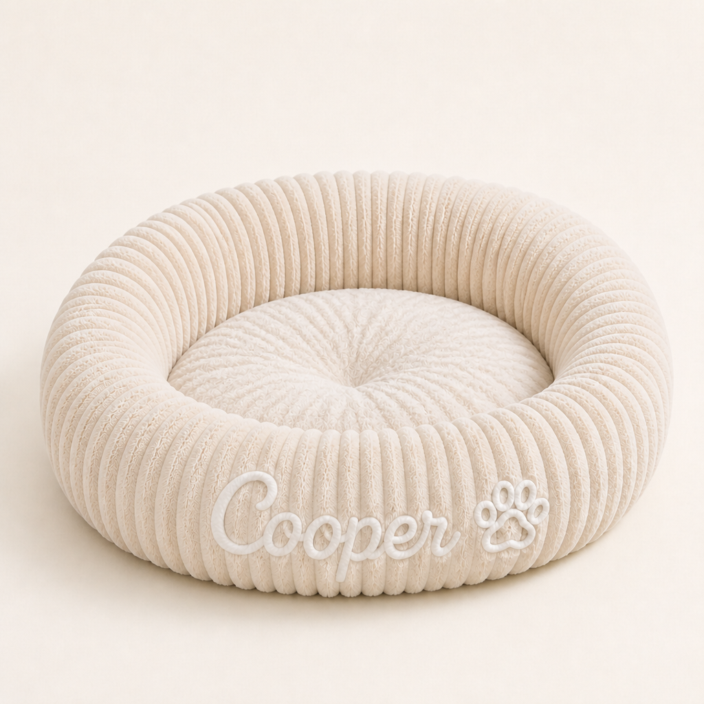 Personalized Round Fluffy Dog Bed