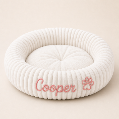 Personalized Round Fluffy Dog Bed