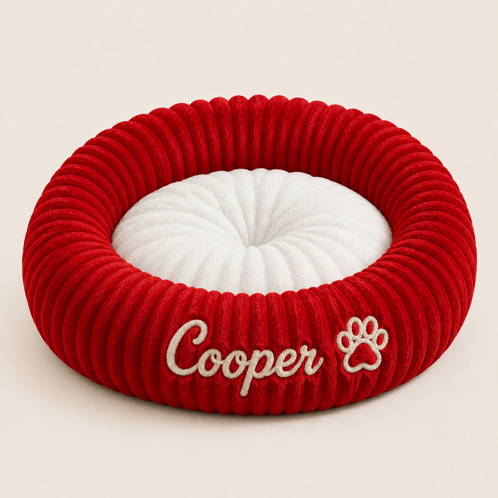 Personalized Round Fluffy Dog Bed