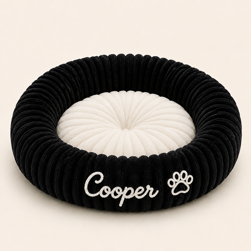 Personalized Round Fluffy Dog Bed