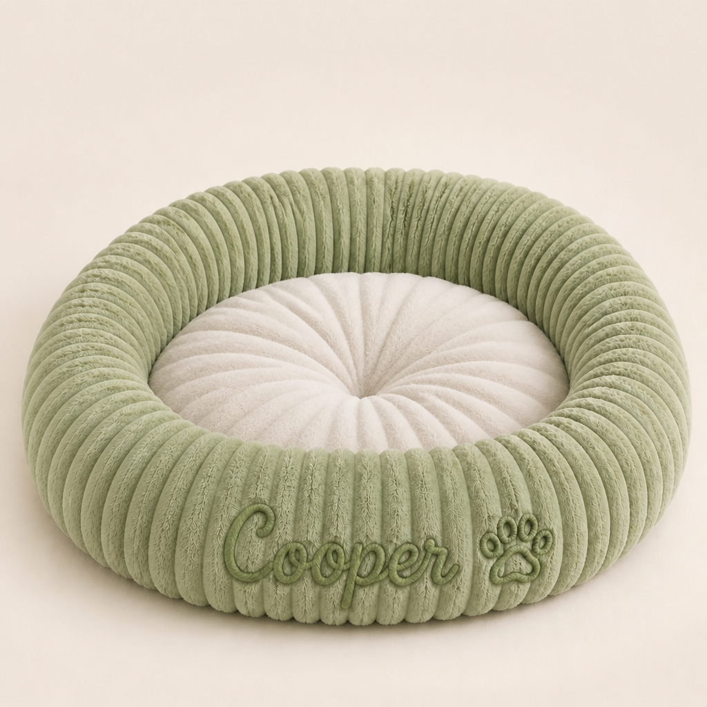 Personalized Round Fluffy Dog Bed