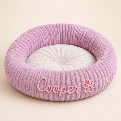 Personalized Round Fluffy Dog Bed