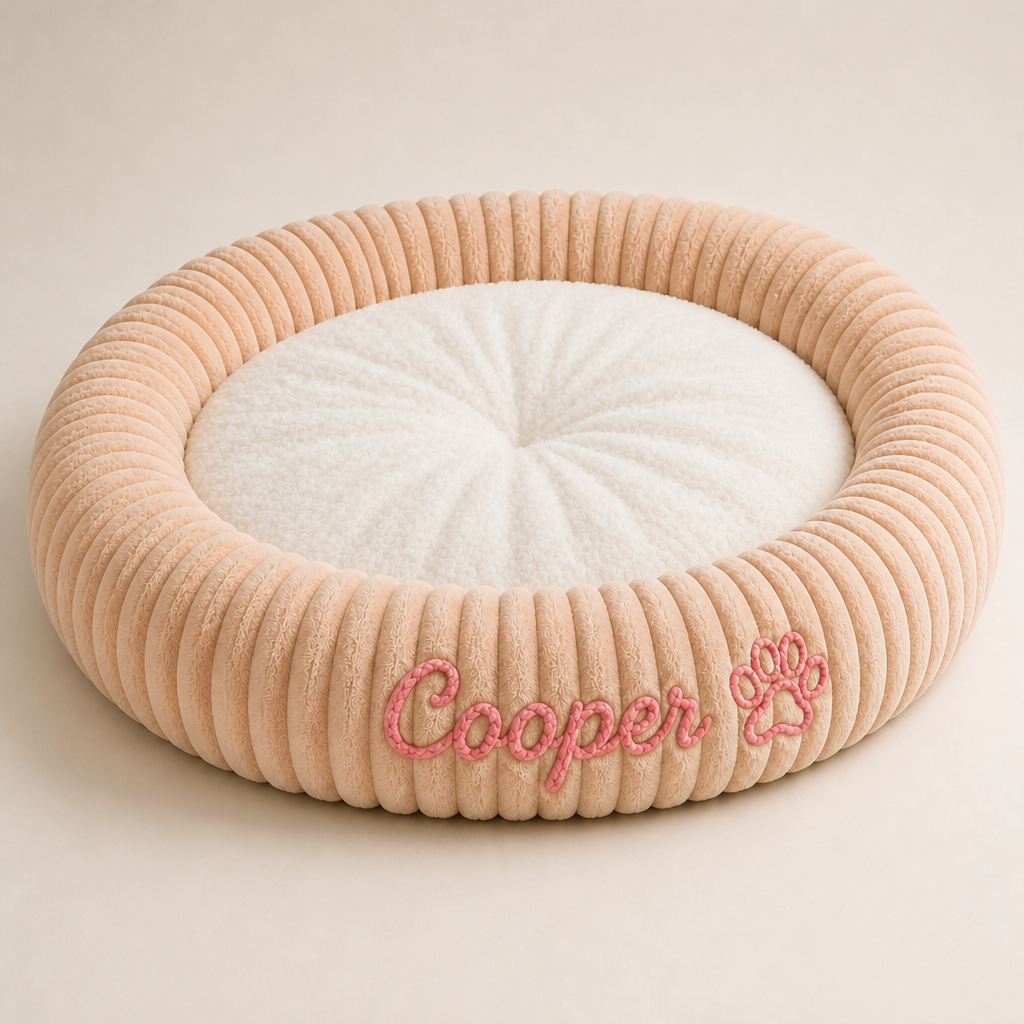 Personalized Round Fluffy Dog Bed