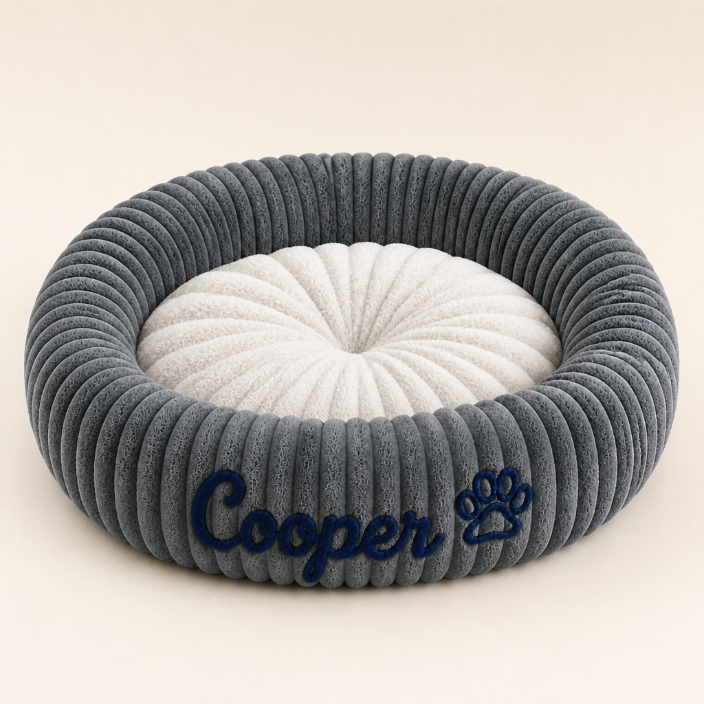 Personalized Round Fluffy Dog Bed