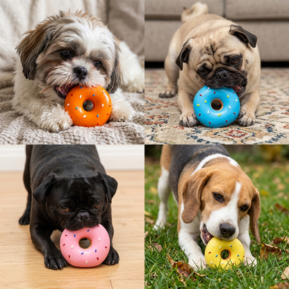 Colorful Squeaky Donut Dog Toy
