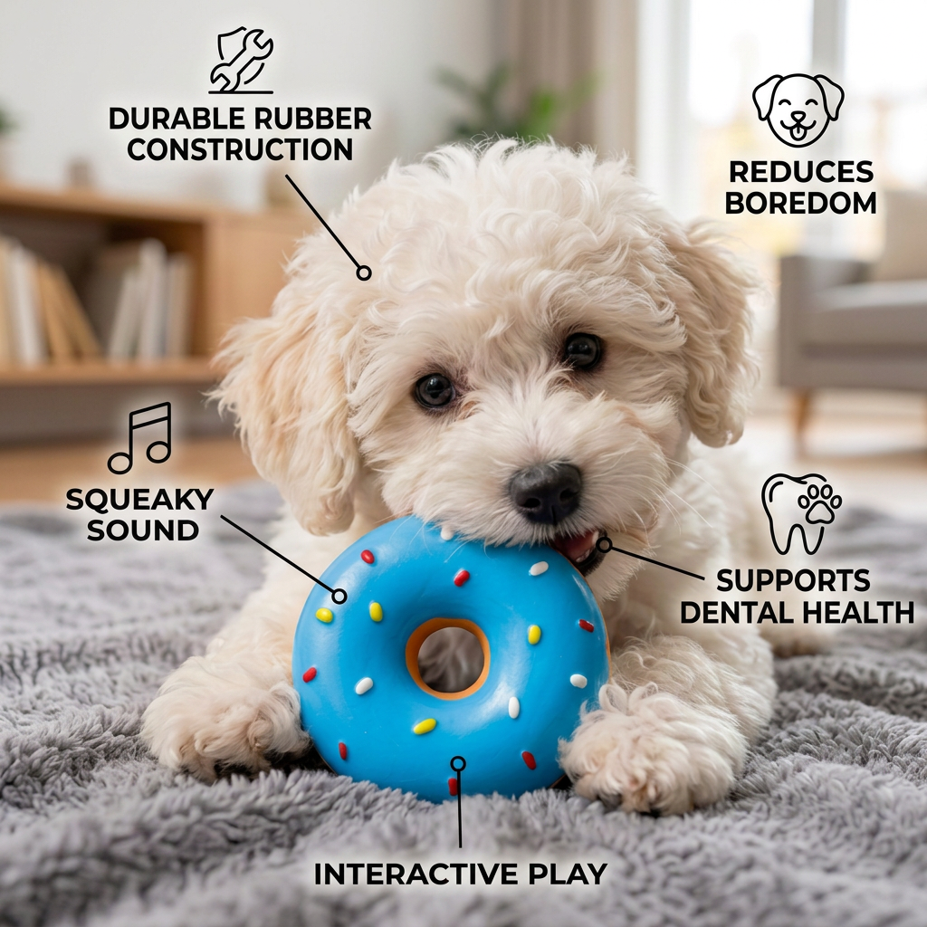 Colorful Squeaky Donut Dog Toy