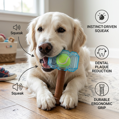 Durable Squeaky Hammer Chew Toy for Dogs
